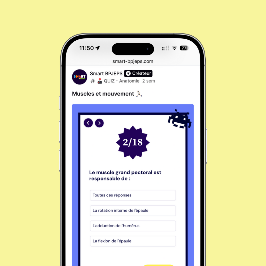 quiz BPJEPS muscles pectoraux deltoides BPJEPS programmation mouvements muscles cellules musculaires sarcomères