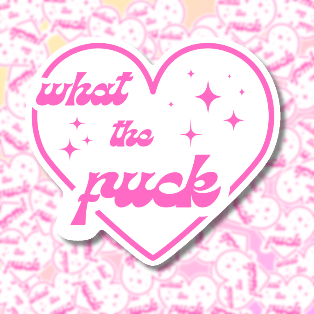 WTF Heart — Holographic Sparkle Vinyl Sticker ~3"