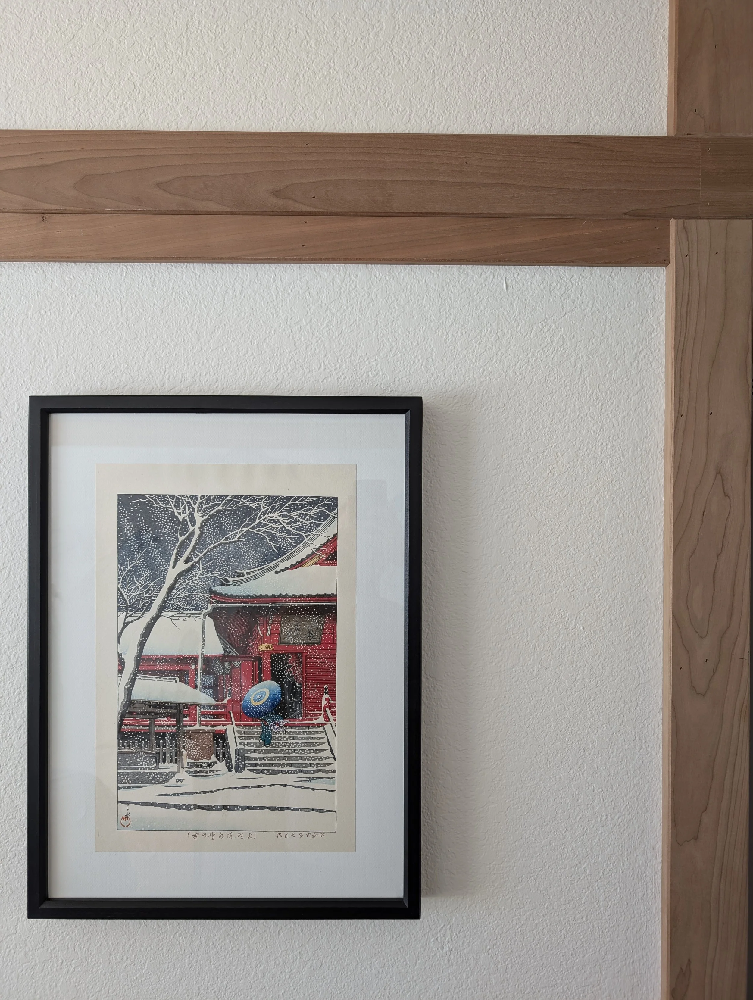 Beveled maple frame with India ink dye