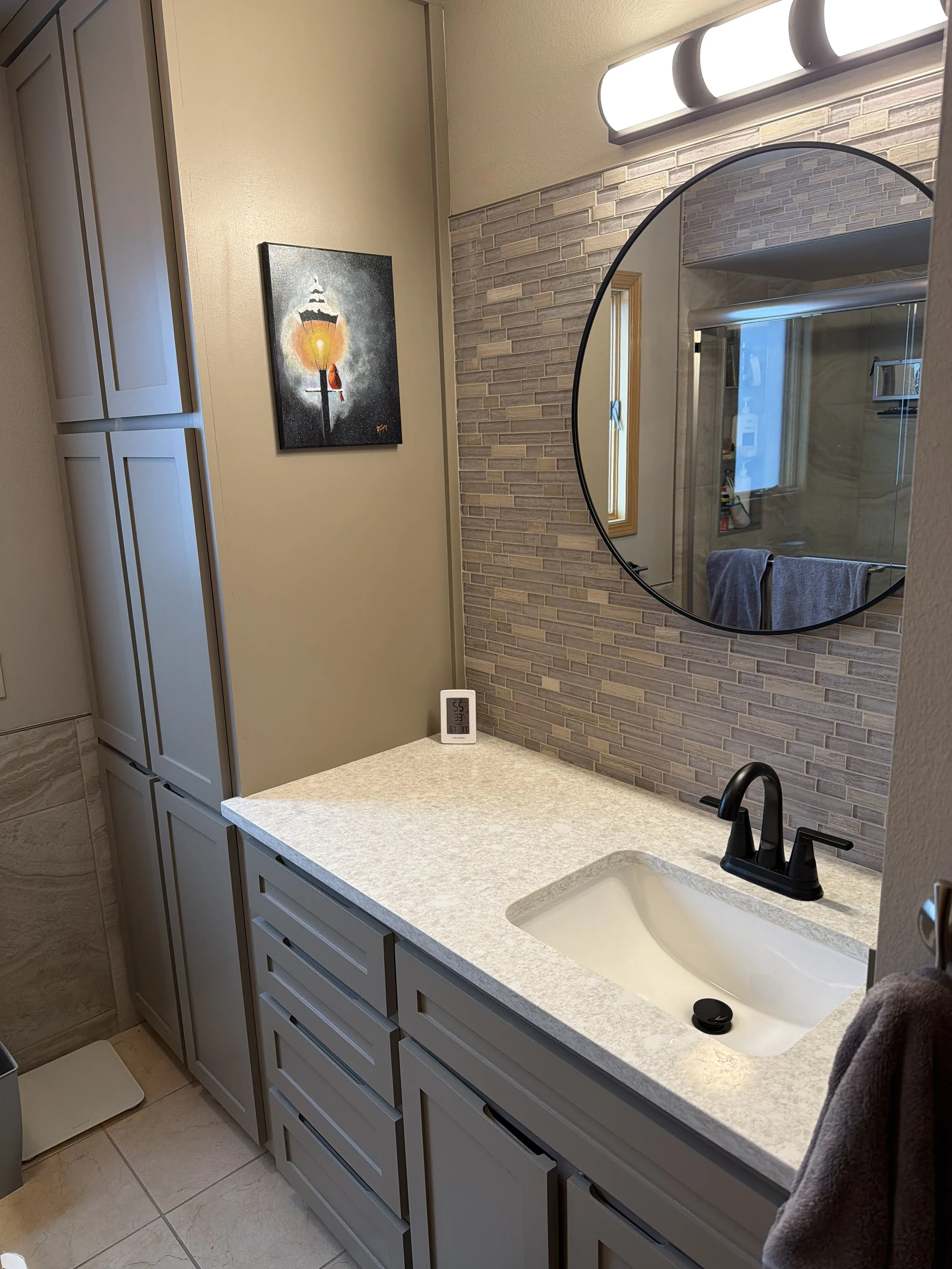 Bathroom vanity and built in storage