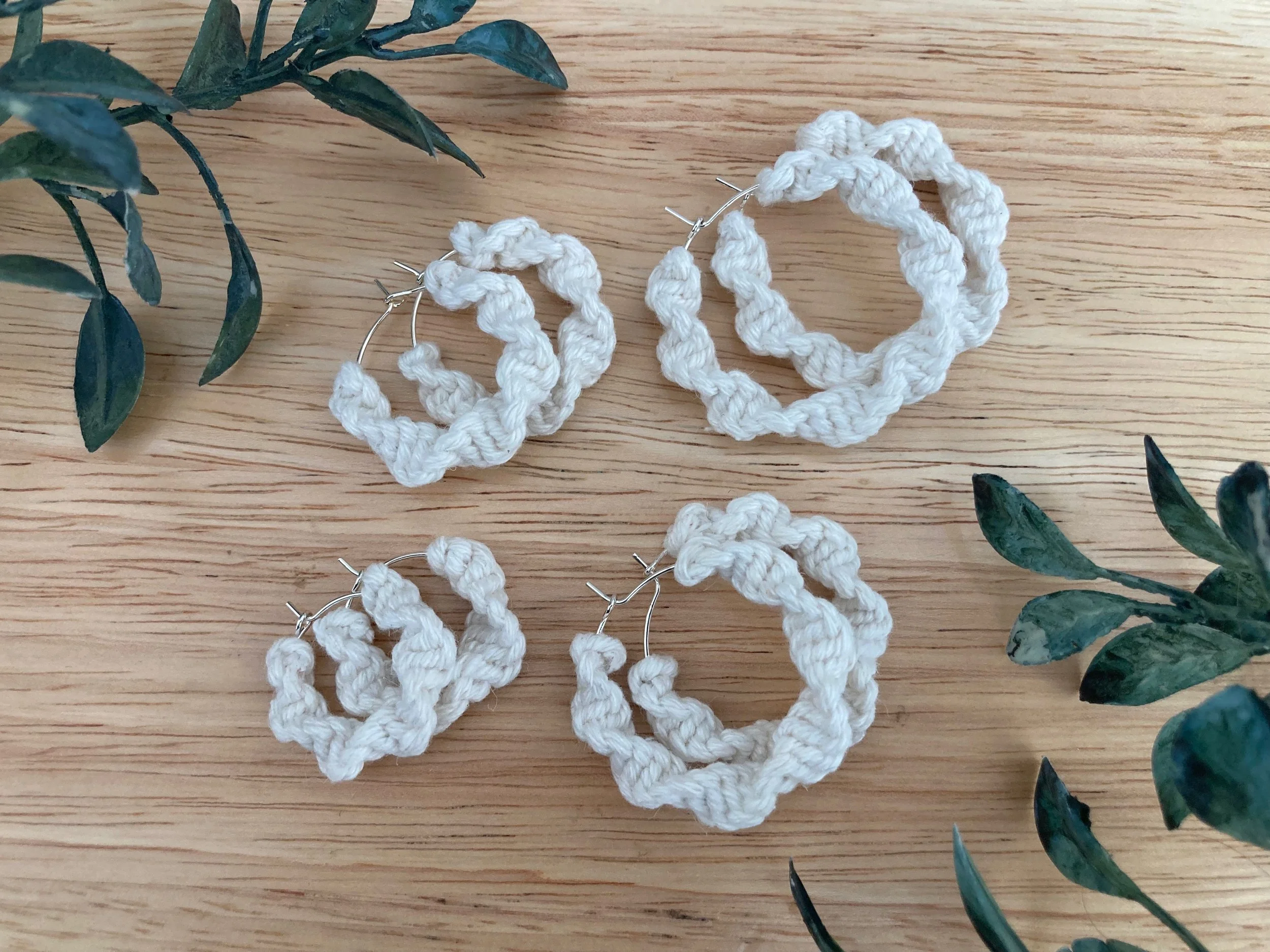 Macrame Hoops in "Off White"