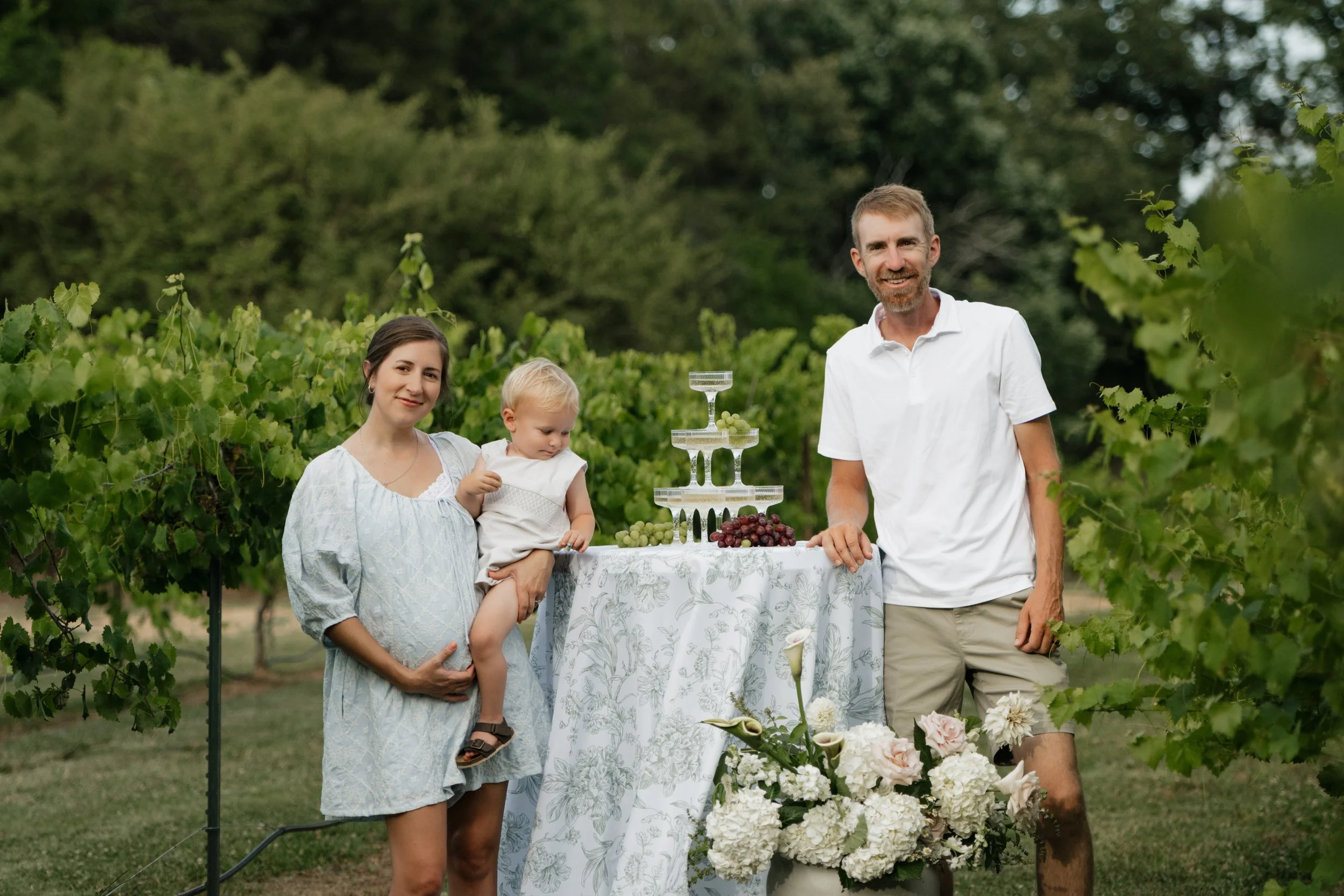 Outdoor wedding reception in a vineyard near Charlotte, North Carolina at a new wedding venue.