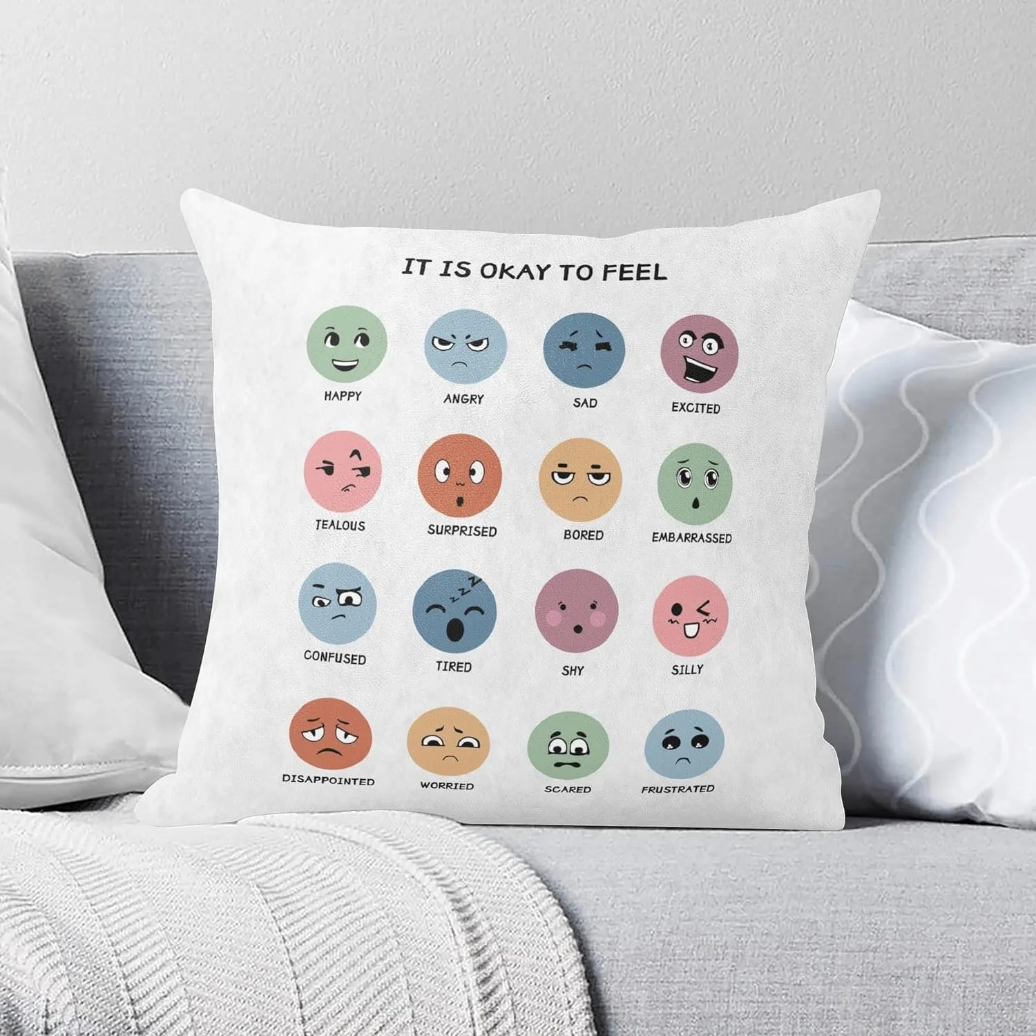 Inspirational Quote It is Okay to Feel Throw Pillow Covers 18"x18"