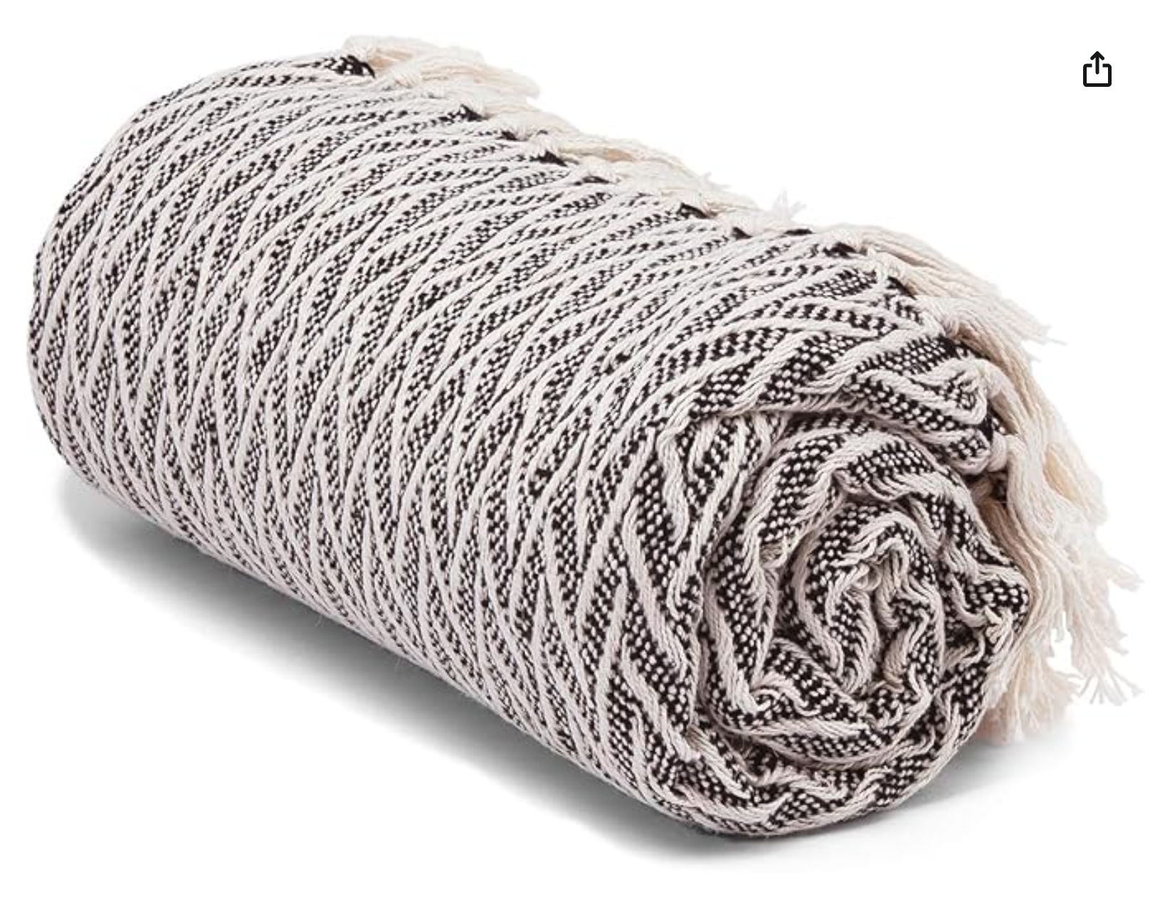 Americanflat 50x60 Throw Blanket - Soft and Breathable Cotton Throw Blanket for Couch, Bed, Chair - Decorative Blanket Perfect for Home, Office, or Outdoor Use - Chevron Black and Cream Blanket