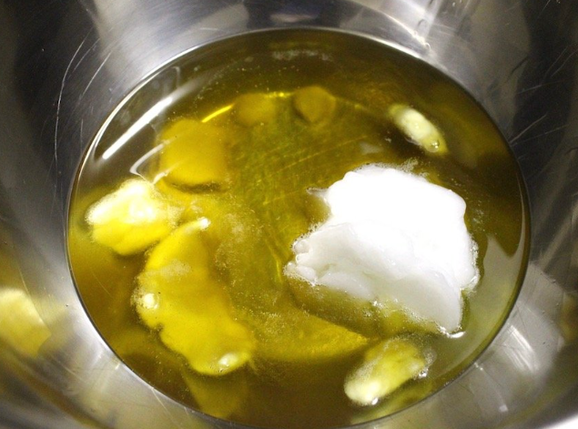 Melting the oils and butters for the Lavender & Magnesium Cream