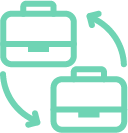 Illustration of two interconnected computer servers or network nodes.