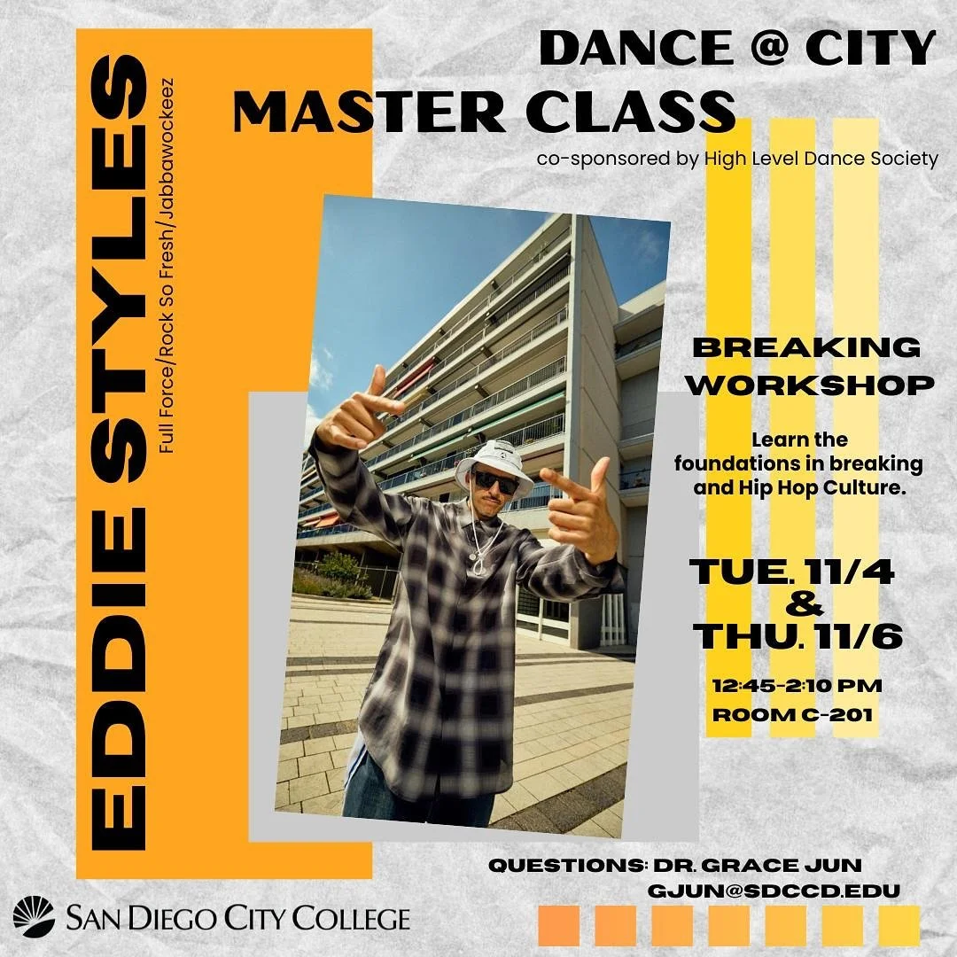 We continue our work next week over at @sandiegocitycollege teaching and educating student on breaking, hip hop and the importance of our culture. Let&rsquo;s continue to build and share knowledge! 

#dance #hiphop #nonprofit #highleveldancesociety #