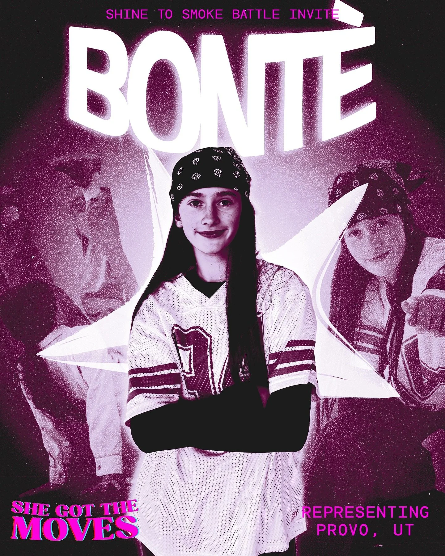 4th SHINE TO SMOKE Invite for She Got The Moves is Bgirl BONTE repping Provo, UT.

Paige Nelson, aka Bgirl Bonte, is 12 years old reppin&rsquo; Hostile Crew/@breakincircles in Utah.
Bonte loves to Break, Skate, and Snowboard. She&rsquo;s killin it in