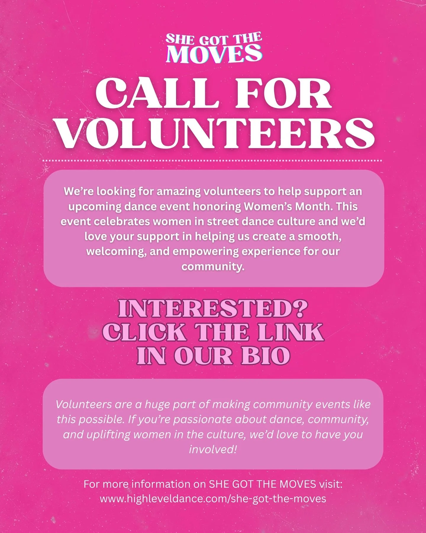 ‼️LOOKING FOR VOLUNTEERS AND VENDORS‼️

If interested please reach out to us directly or through DM! Please spread the word and see you soon! 

#shegotthemoves #hiphop #break #bgirls #dance