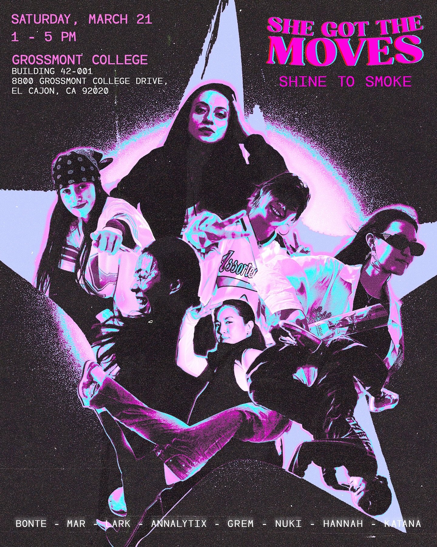 Eight invited Bgirls. One powerful stage.

As we celebrate Women&rsquo;s History Month, we&rsquo;re honored to bring these incredible dancers together for our SHINE TO SMOKE exhibition at SHE GOT THE MOVES.

SHINE TO SMOKE Invites ✨💨
@graciasmarlene