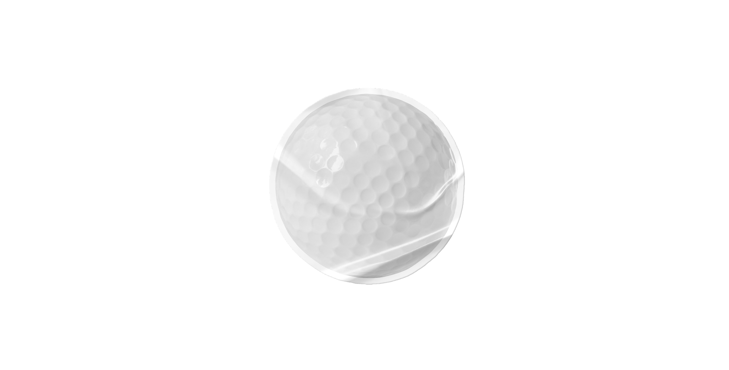 Close-up of a white golf ball on a black background.