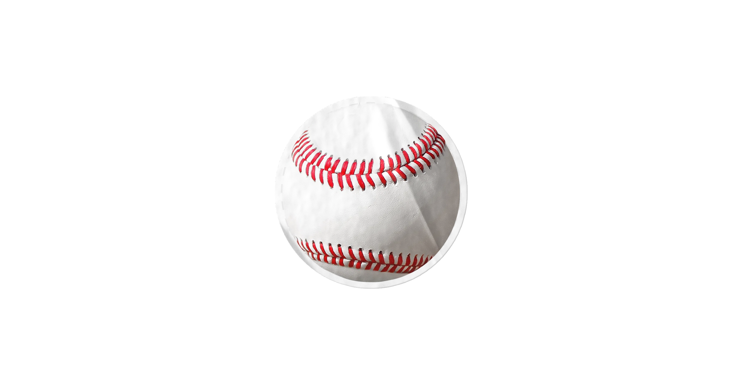 Close-up of a white baseball with red stitching on a black background.