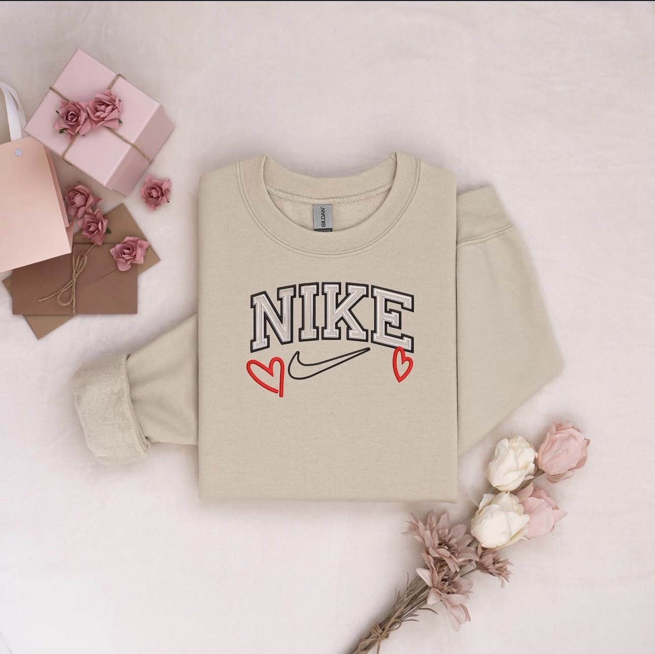 Valentine Hearts Embroidered Sweater