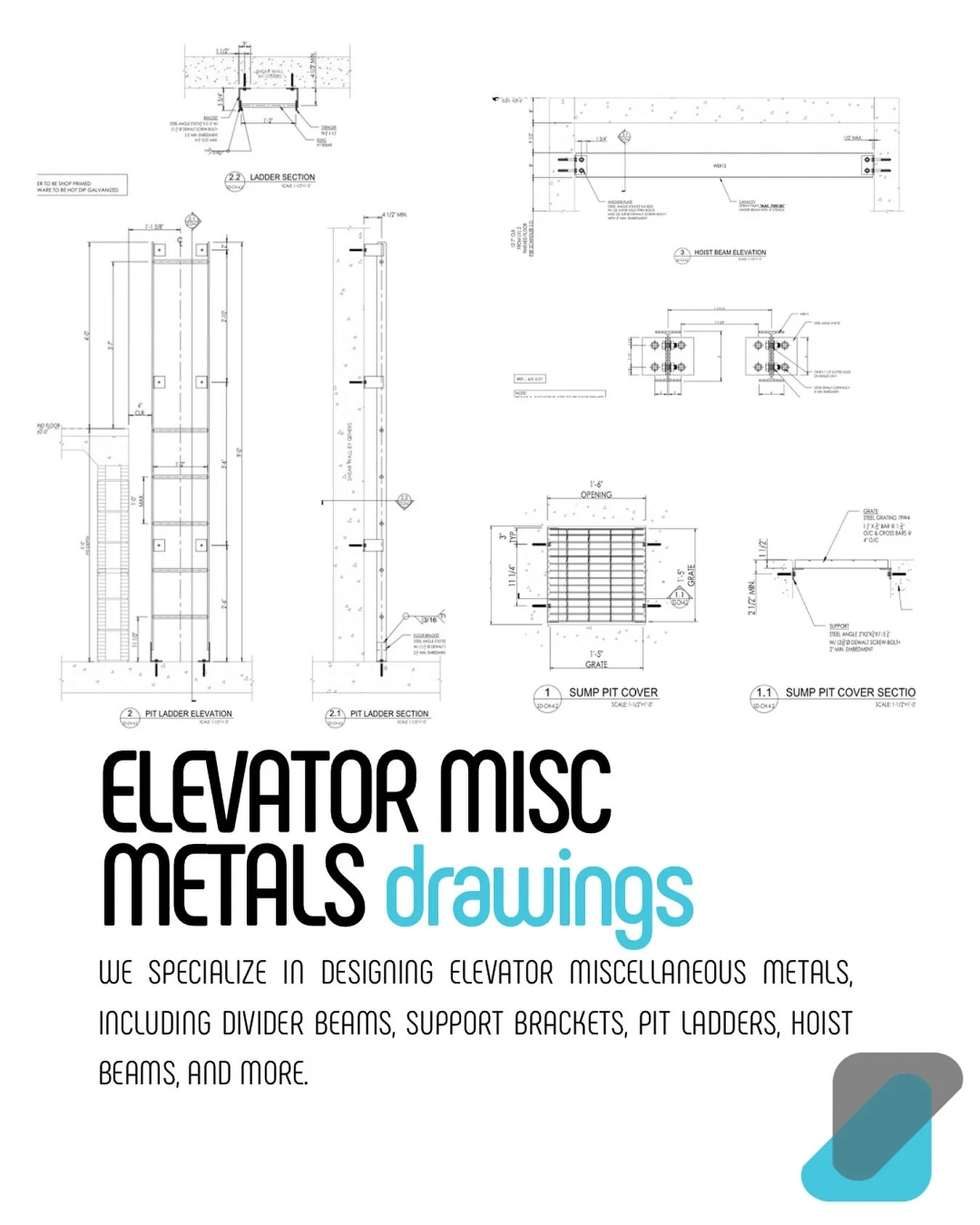 We design elevator miscellaneous metals, including divider beams, support brackets, pit ladders, hoist beams, and more. Our designs ensure safety, durability, and seamless integration into your elevator system. #ElevatorMetals #ConstructionDesign #Mi