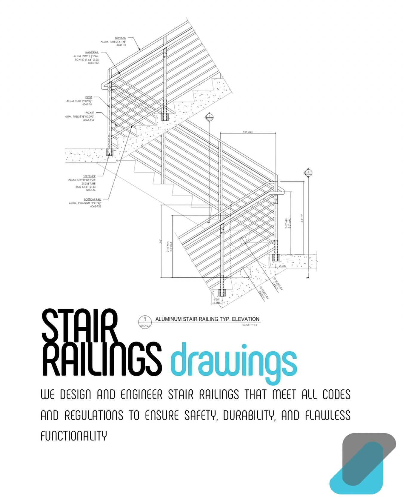 Expertly designed, precisely engineered! 🏗️✨ We specialize in crafting detailed drawings and engineering plans for all kinds of stair railings&mdash;bringing your vision to life with accuracy and innovation. #StairRailingDesign #PrecisionEngineering