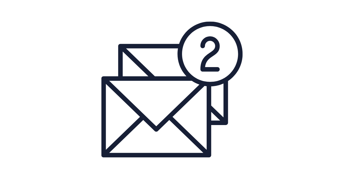 Icon of an envelope with a notification badge showing the number 2.
