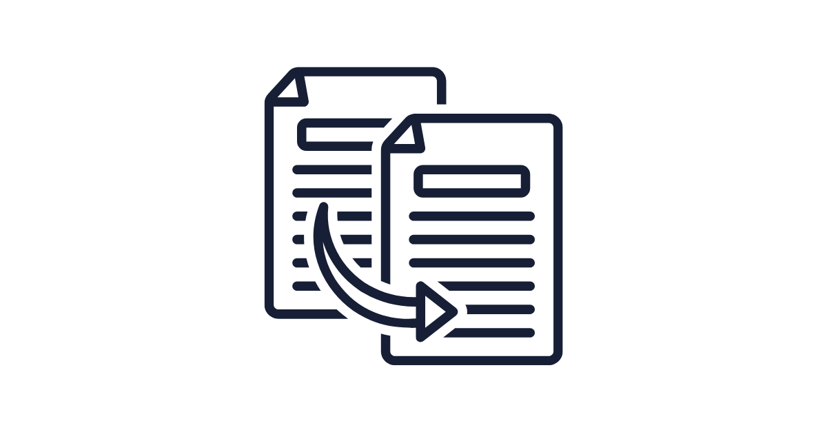 Icon of two documents with an arrow indicating transfer or exchange of information