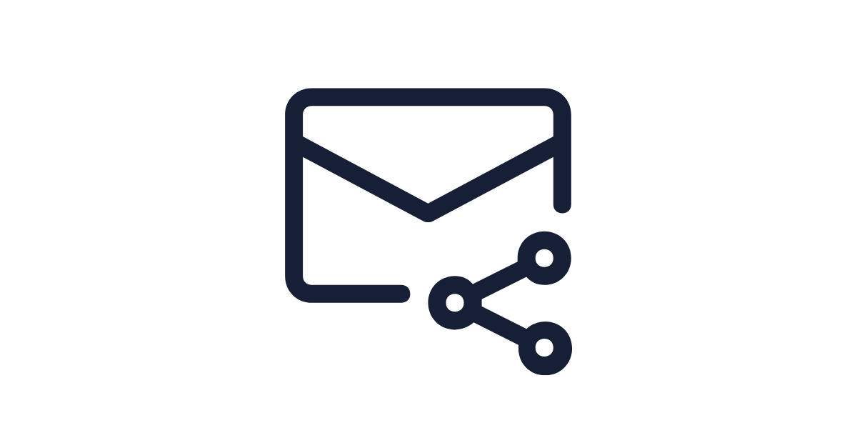 Icon of an envelope with a share symbol to its right.