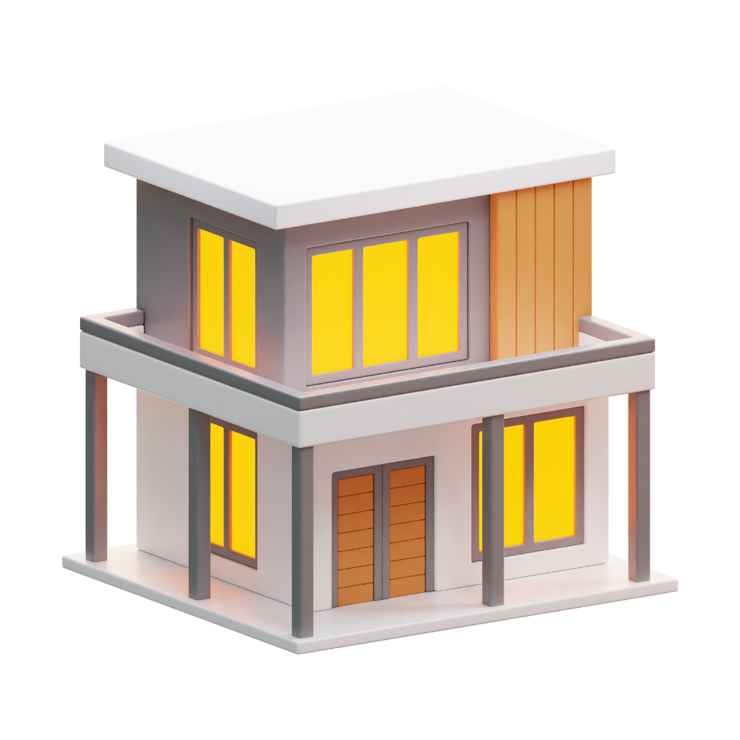 Icon graphic of smart home automation connected to heating and cooling system