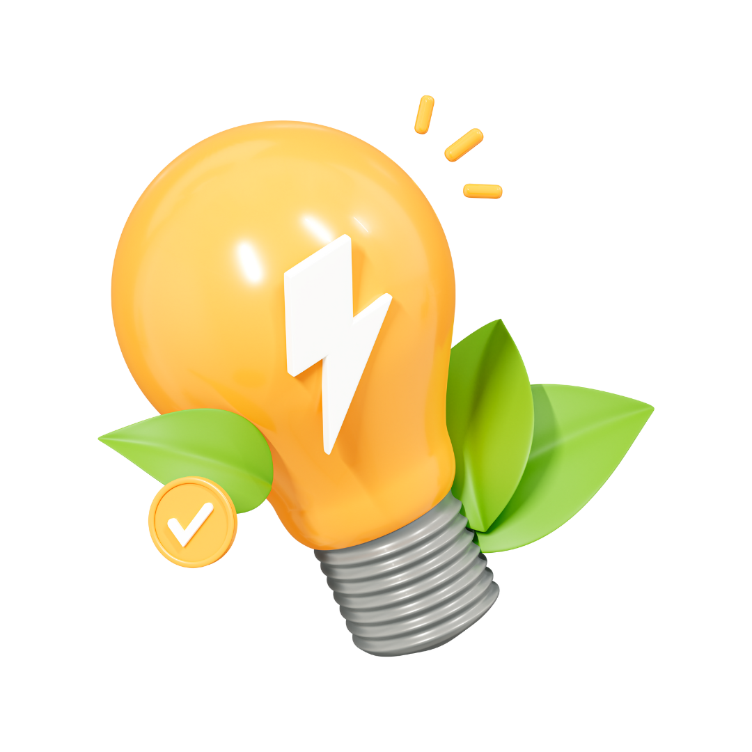 Light bulb icon representing energy savings from smart heating and cooling