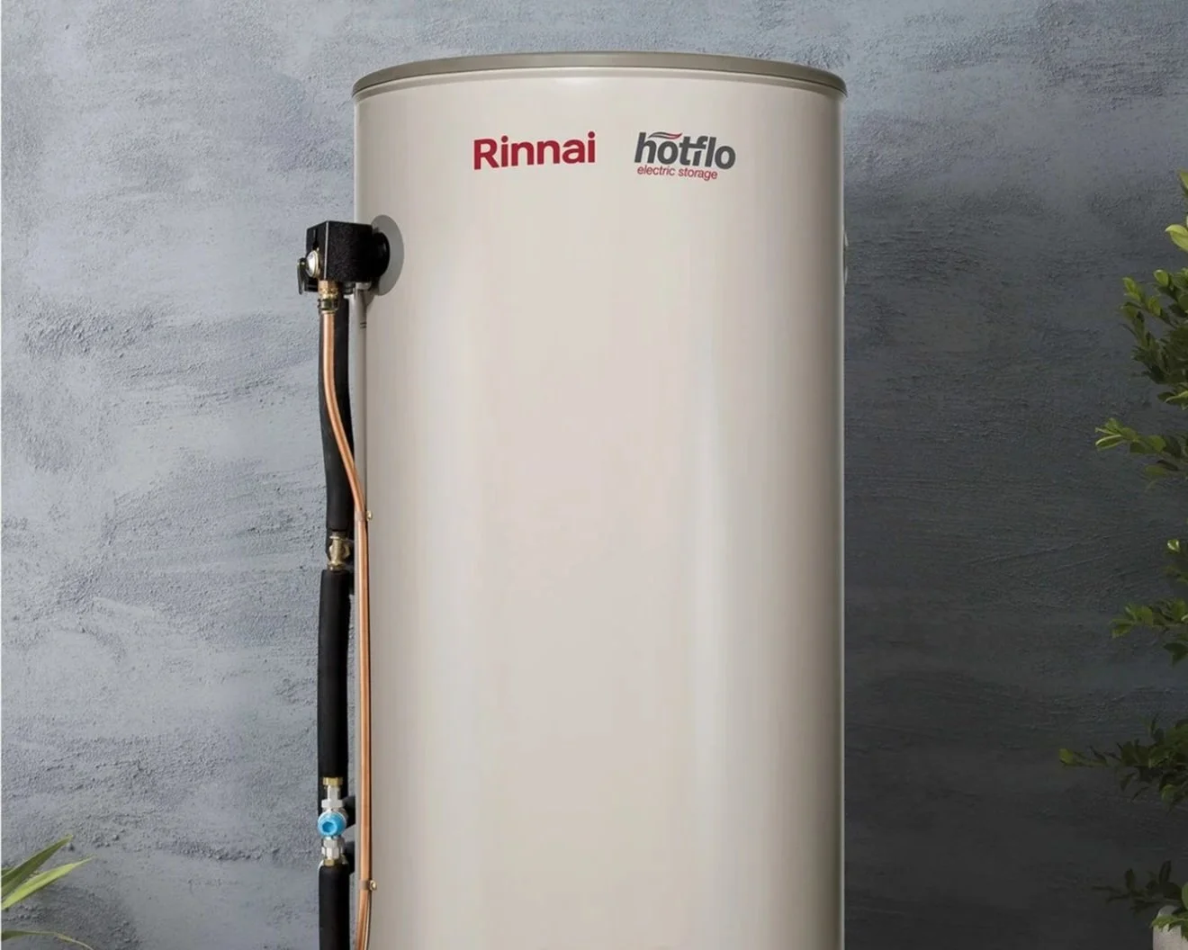 Hot water Rinnai storage tank installed indoors