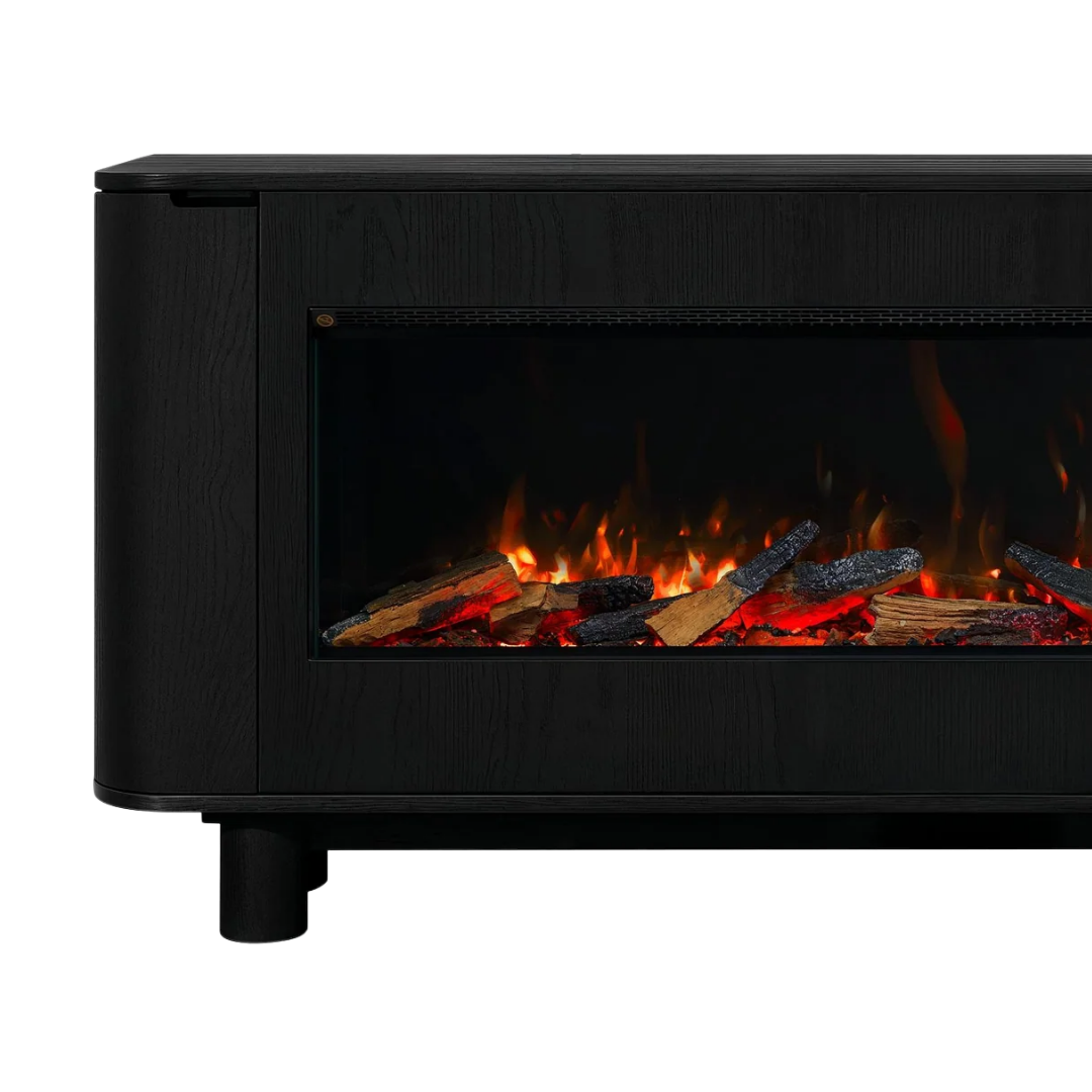 Freestanding electric fireplace cabinet suitable for portable heating in Victorian homes