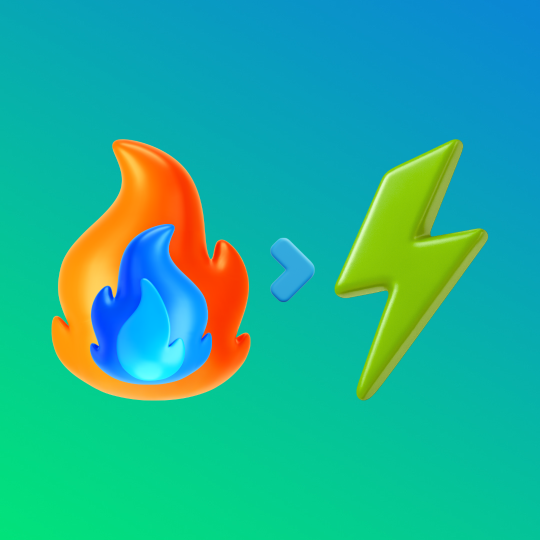 Illustration representing transition from gas to electric energy