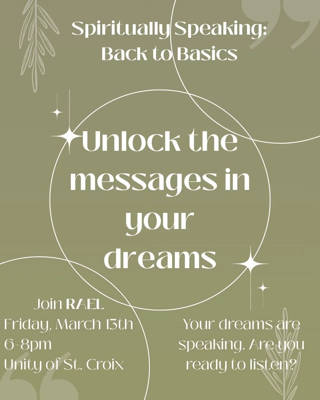 Your dreams are not random&mdash;they&rsquo;re conversations. Symbols, sensations, and stories woven by your subconscious and Spirit, offering guidance you can actually use.
Join us for a soulful talk on how to interpret your dreams, understand their
