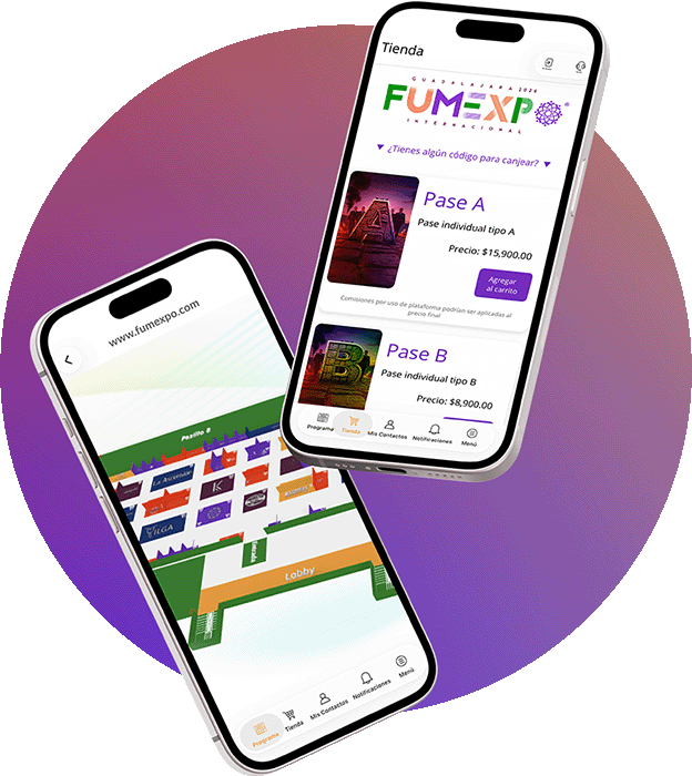 Celulares con la app de Fumexpo