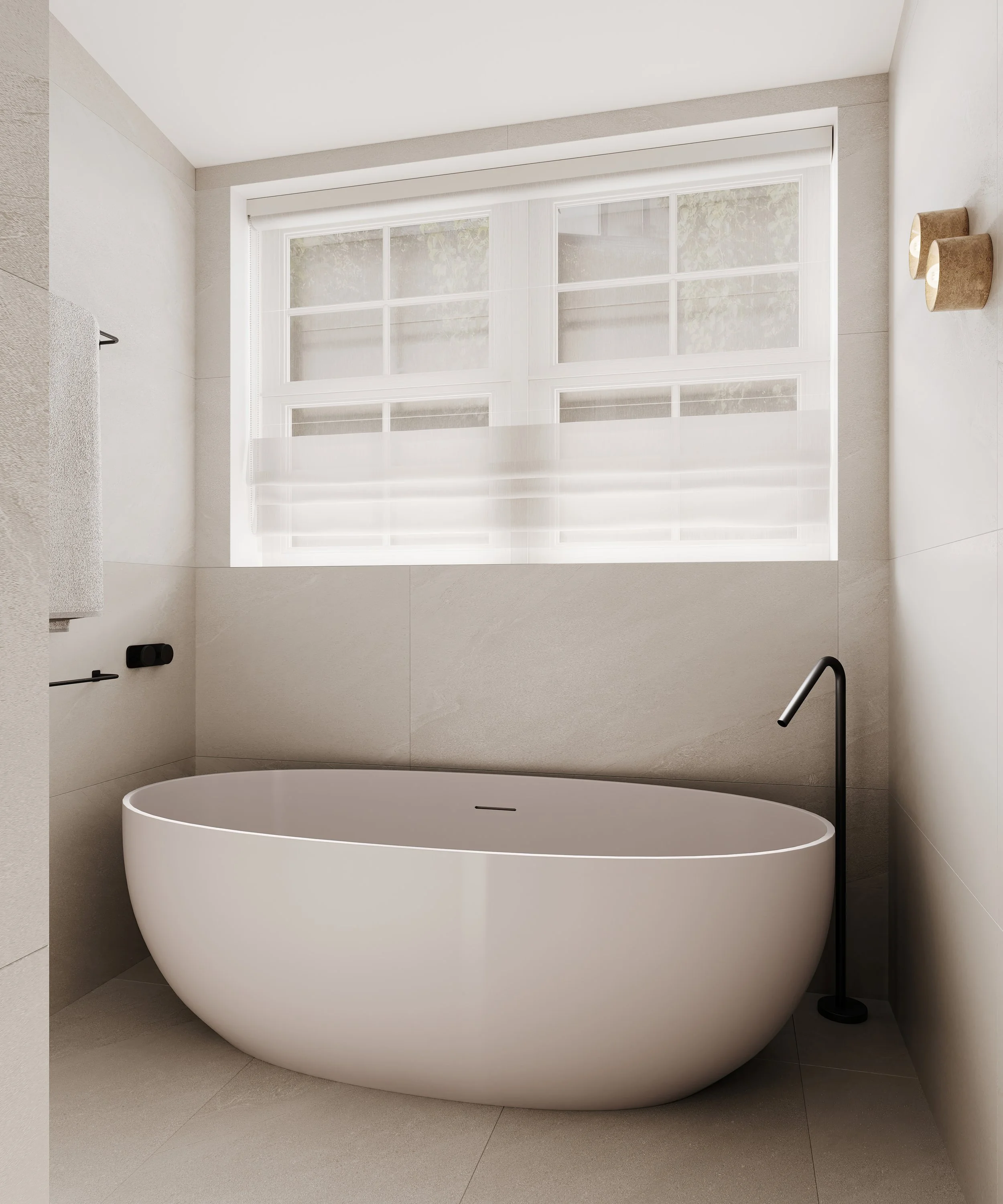 Bathroom with freestanding bath