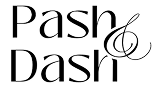 Logo with the words 'Pash & Dash' in a black, modern font.
