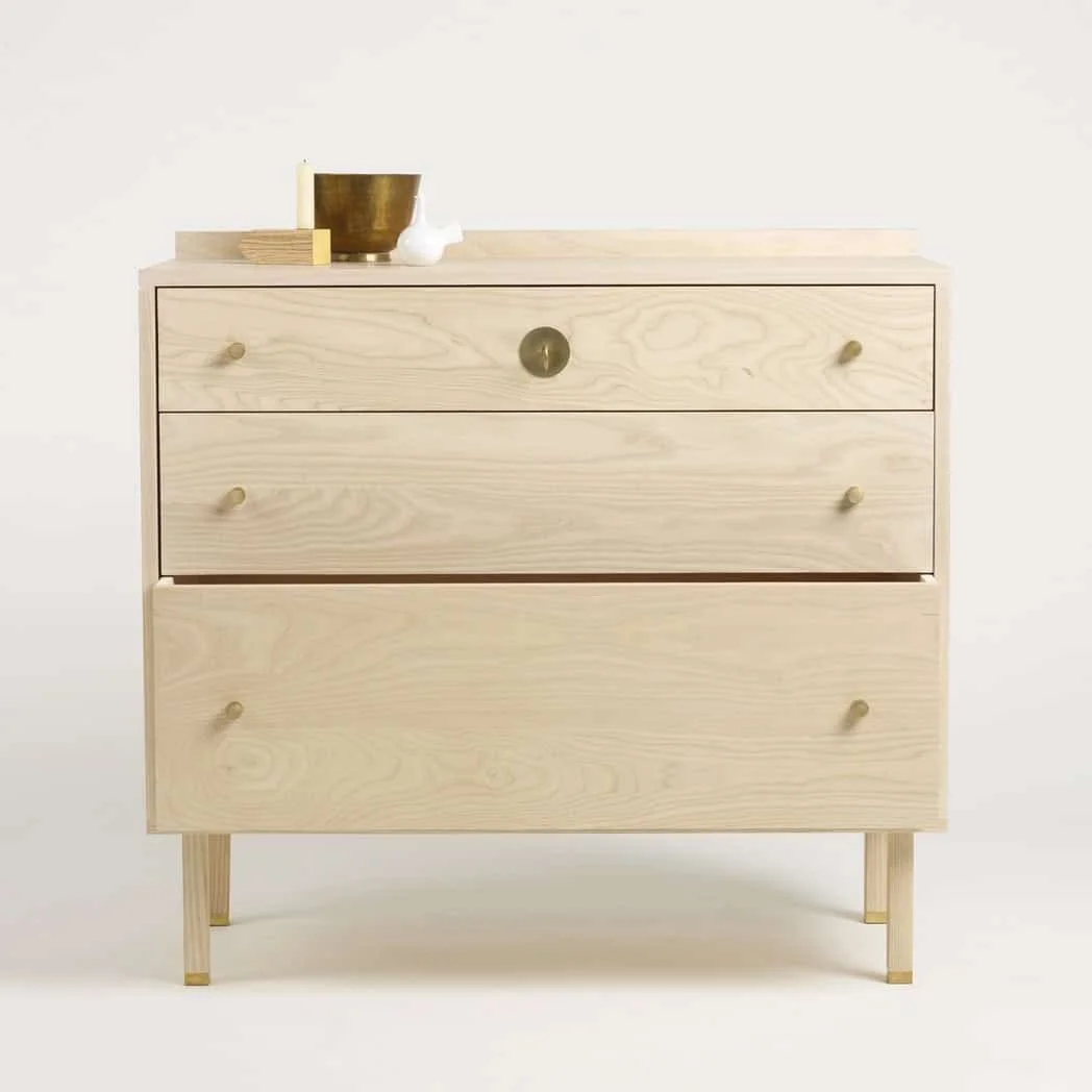 Chest of Drawers TWO showing three solid ash storage drawers
