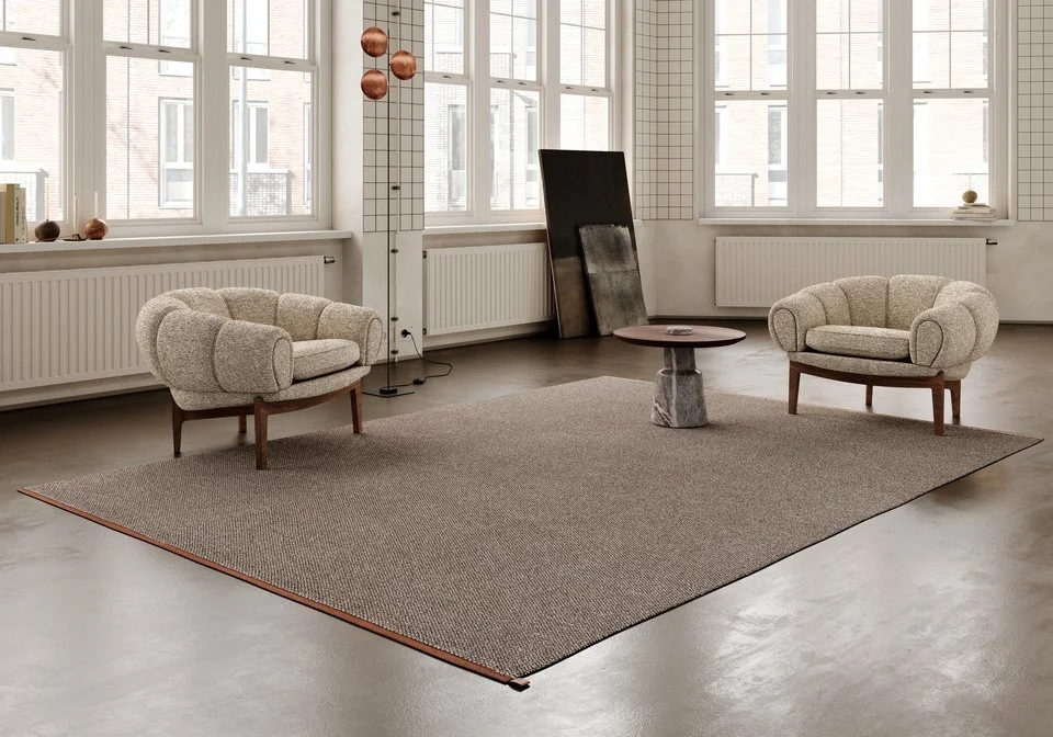 Kasthall Terrazzo woven wool and linen rug – lifestyle view - Colour Carnelian