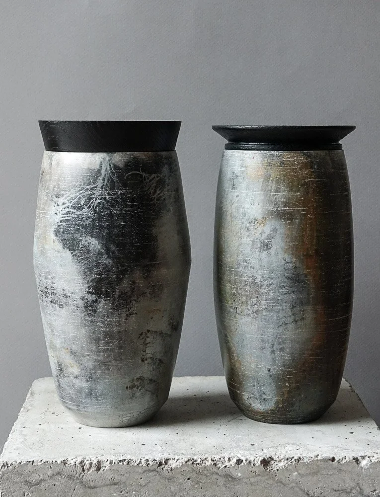 Pair of stoneware vessels