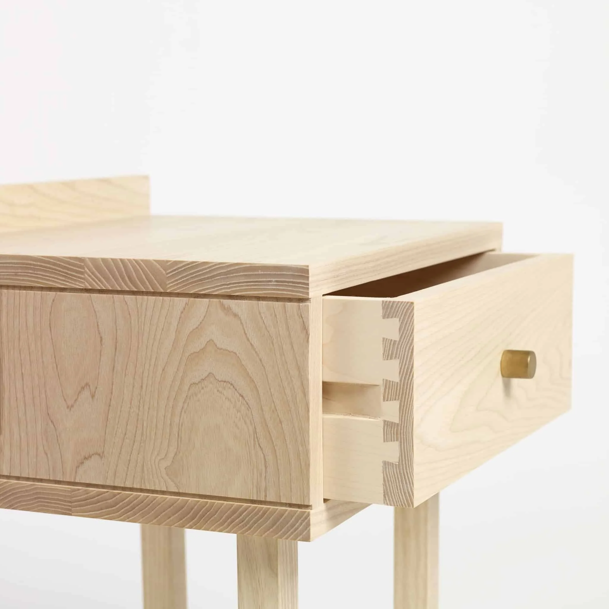 Bedside Table TWO showing dovetailed solid ash drawer