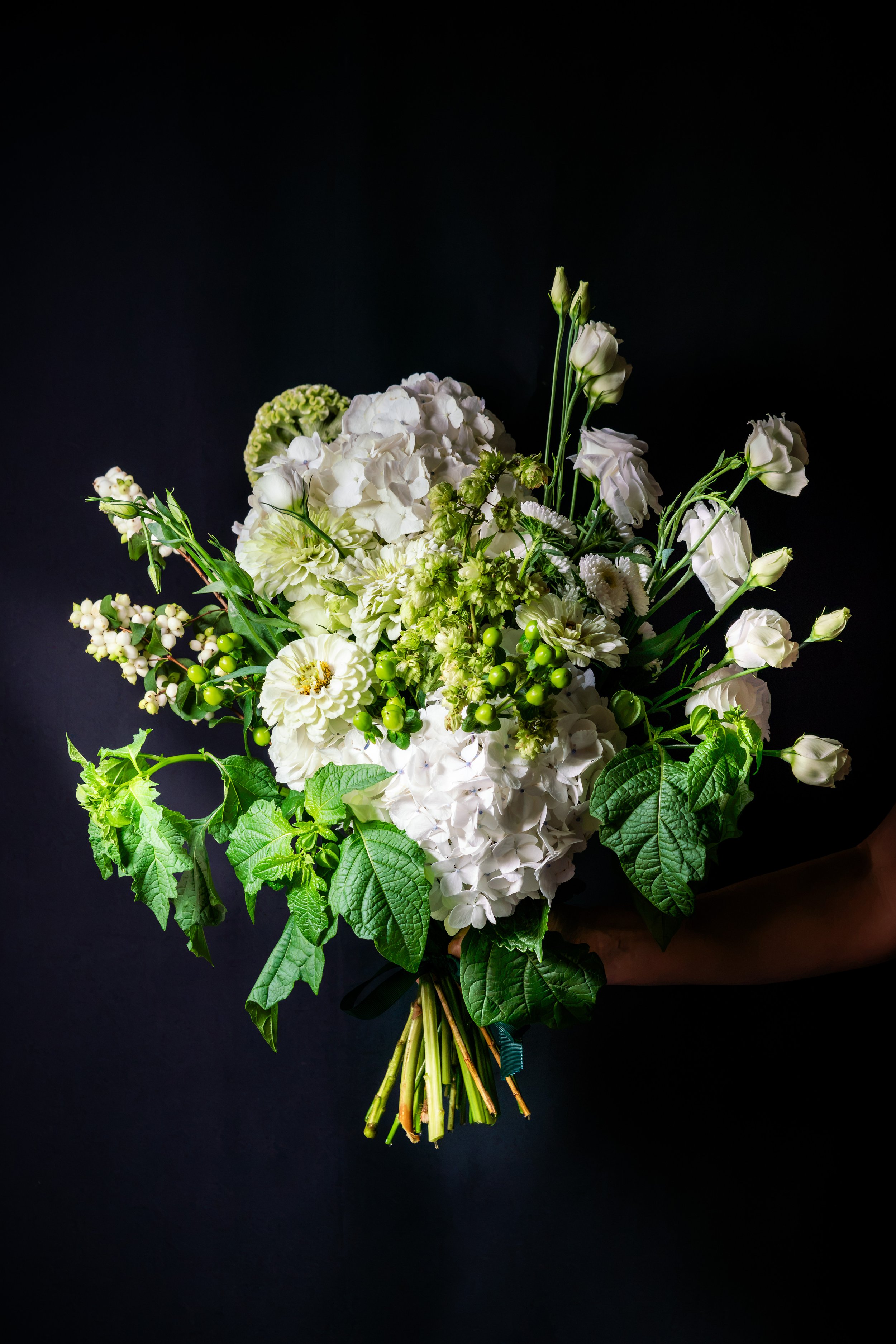 The Pure One – hand-tied seasonal bouquet in white, ivory and fresh green by fōrm&blōm in Oakham, Rutland