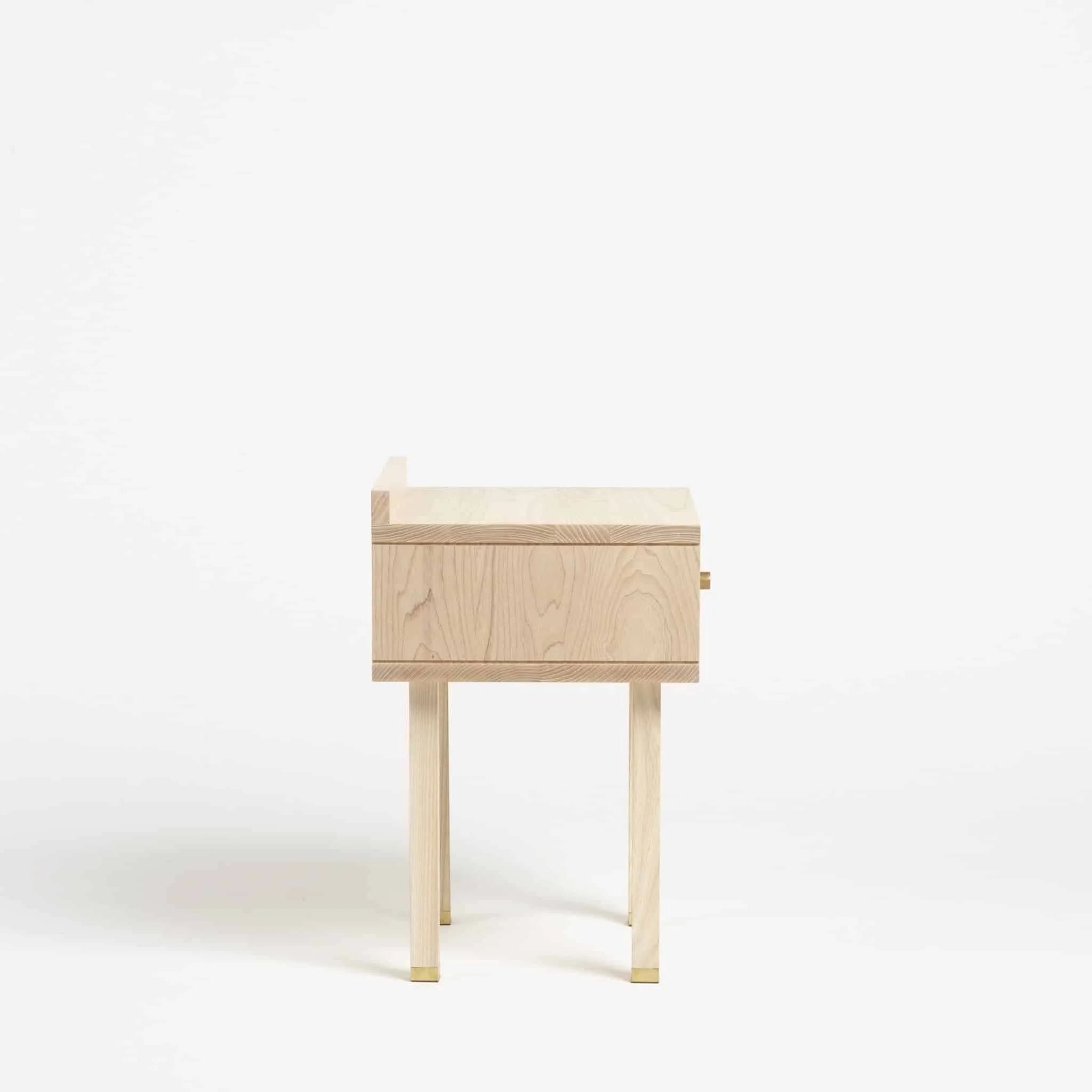 Another Country Bedside Table TWO showing brass feet and raised tabletop detail