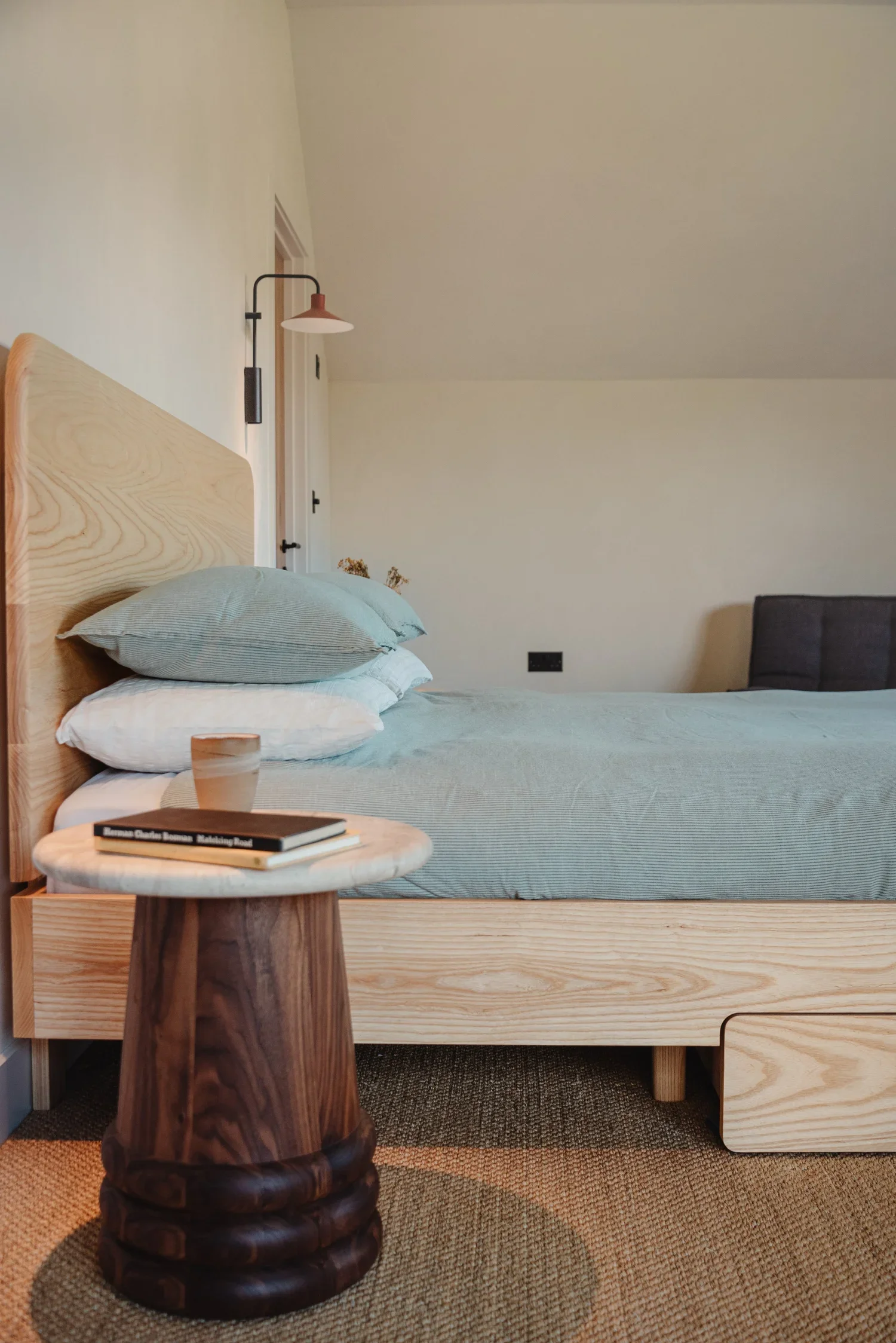 Border Bed solid timber frame and integrated drawer detail