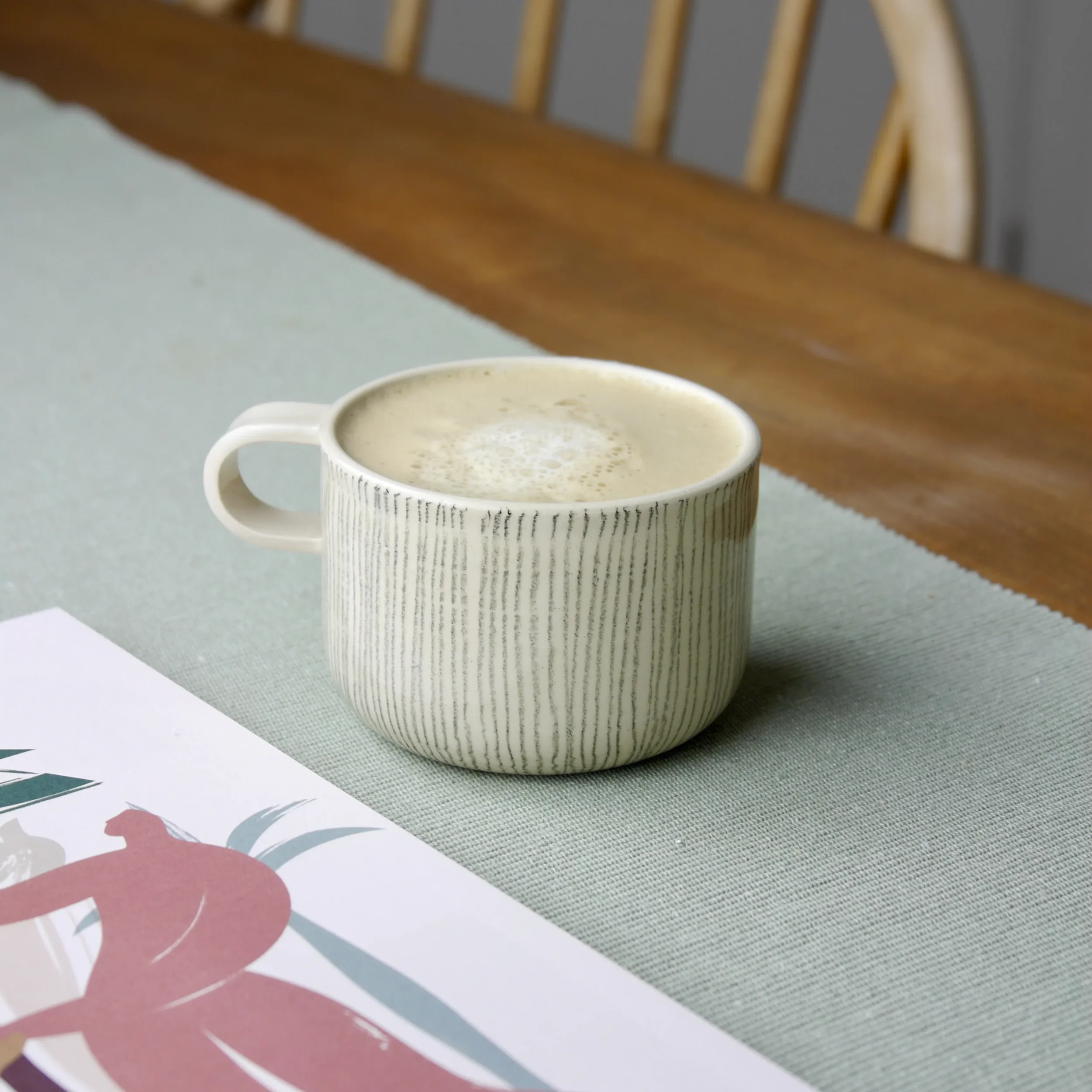 Curved Mug Linework by Throw to Fire – handmade ceramic mug