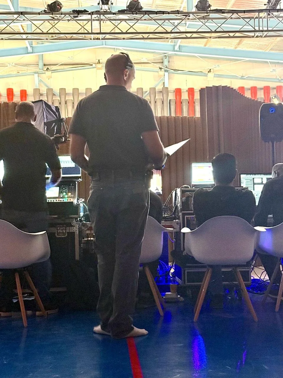 Dan overseeing the live production position during the conference, coordinating the technical team, programme content and showcalling for the event.