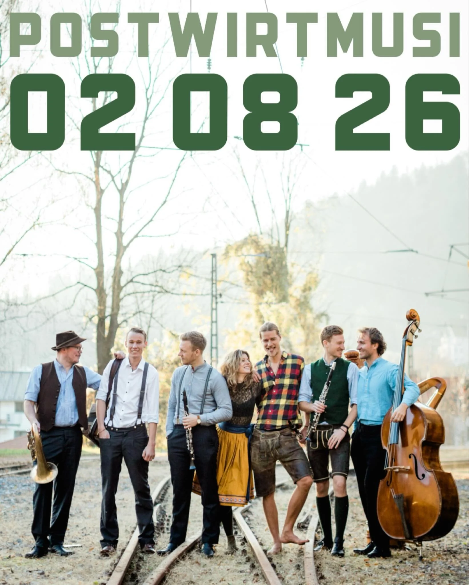 02.08.26 | 18:00
POSTWIRTMUSI
.
Hier wird Spieltradition mit der Weitsicht des 21. Jahrhunderts vereint. Lassen wir uns &uuml;berraschen und mitrei&szlig;en von dieser au&szlig;ergew&ouml;hnlichen Formation der @postwirtmusi , die mit vorwiegend Eige