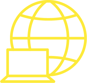 Icon of a globe and a computer monitor.