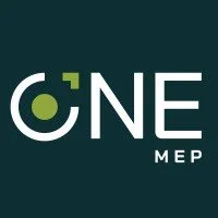 Logo with the word 'ONE' and 'MEP' with a green circle integrated into the letter 'O'.