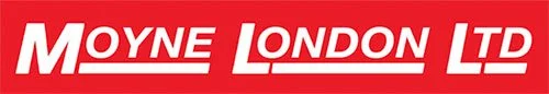 Red background with white text reading 'MOYNE LONDON LTD'