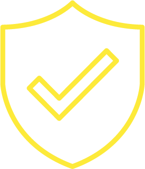 A shield outline with a checkmark inside, symbolizing security or protection.