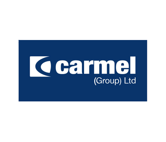 Carmel Group Ltd logo on a blue background.