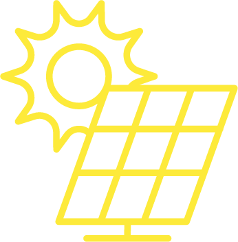 Illustration of a solar panel and a sun