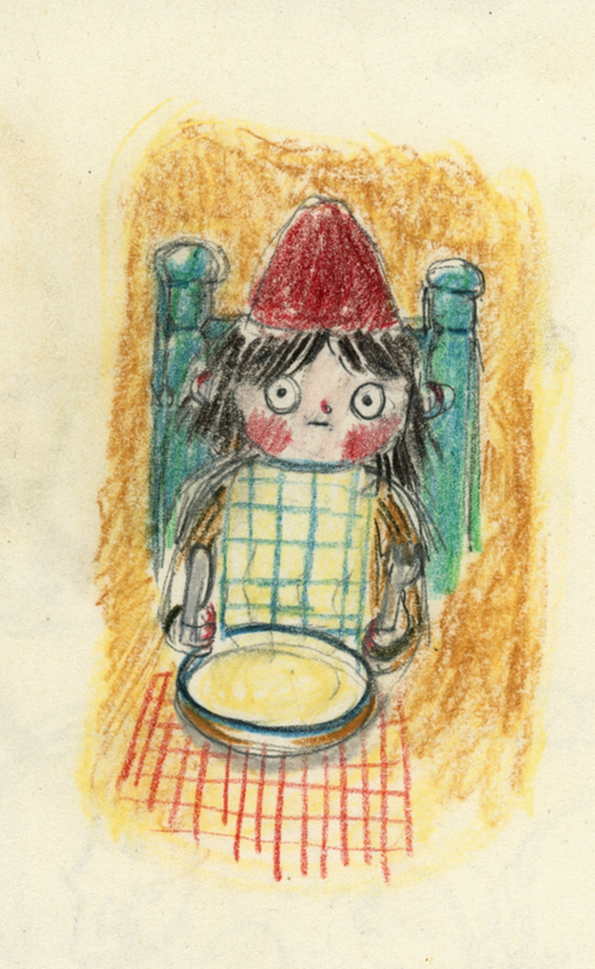 Polita didn't want soup. Pastel Pencil