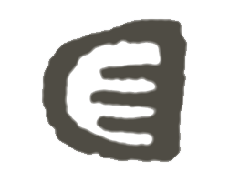 Simple gray drawing of a leaf with three lines inside