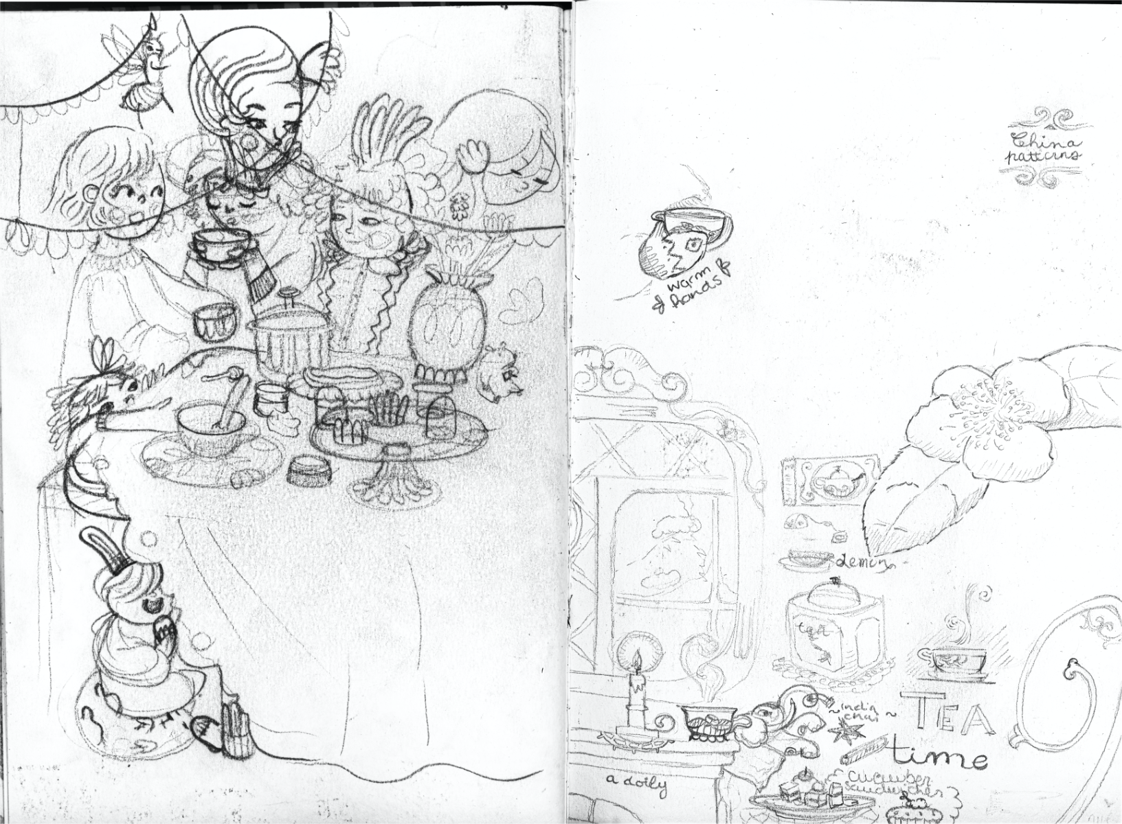 Sketches for the illustrations for a contest. 